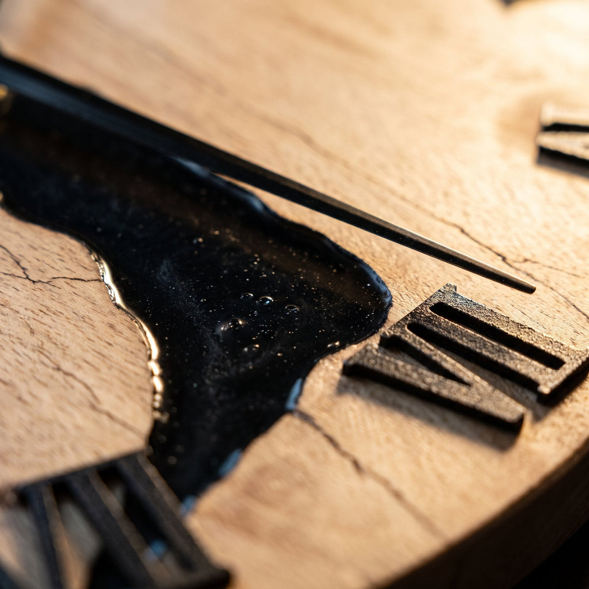 Modern Cracked Wood Wall Clock – product view 4