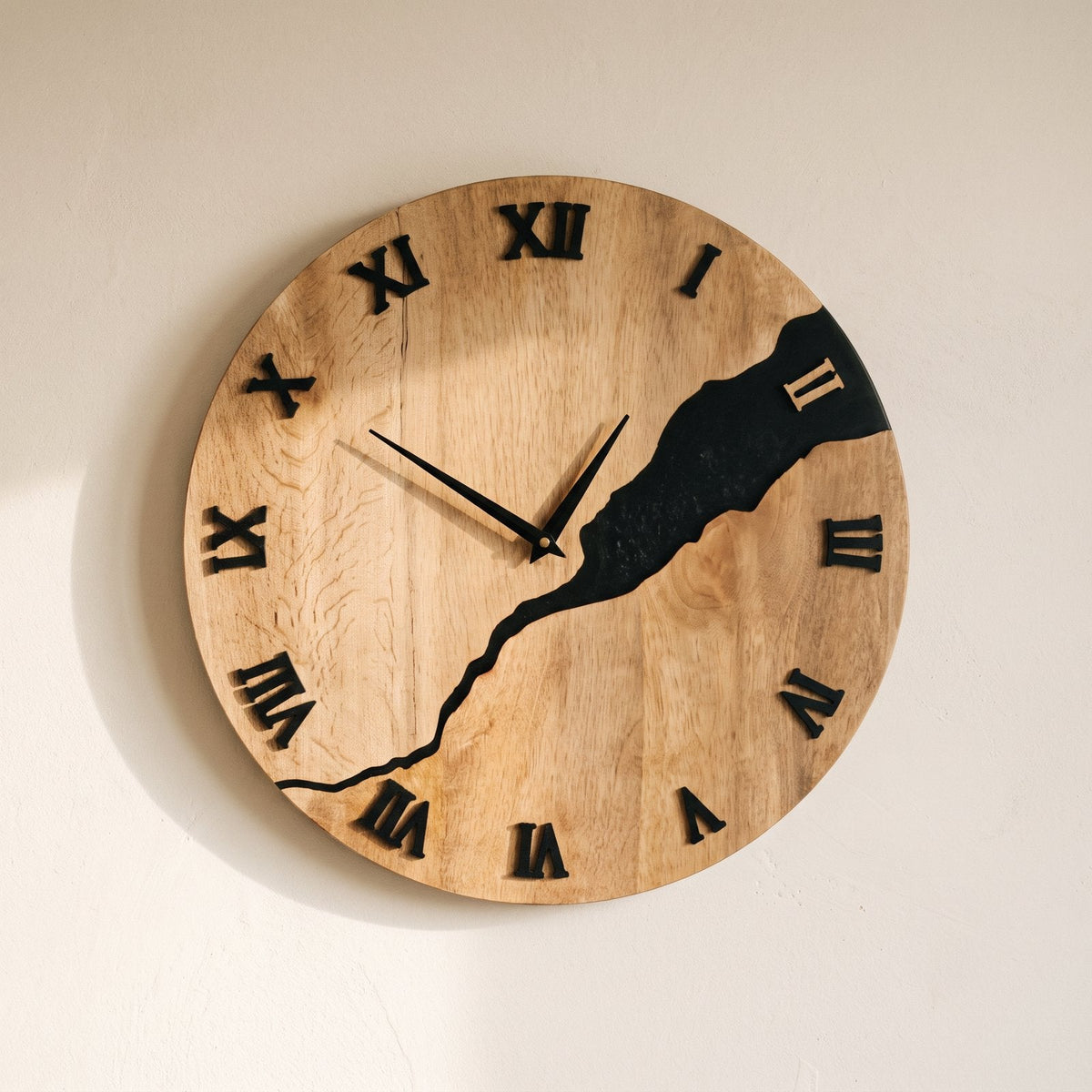 Modern Cracked Wood Wall Clock – product view 5