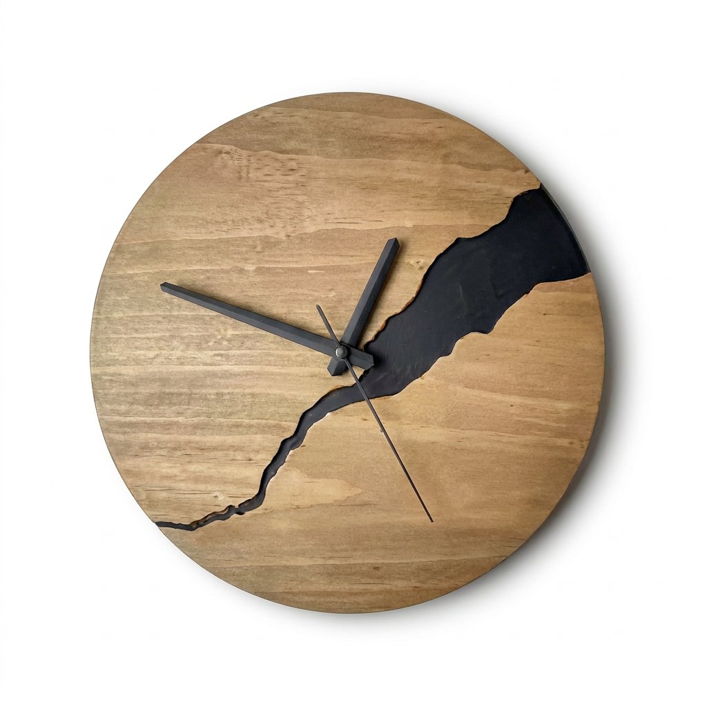 Modern Cracked Wood Wall Clock – product view 7