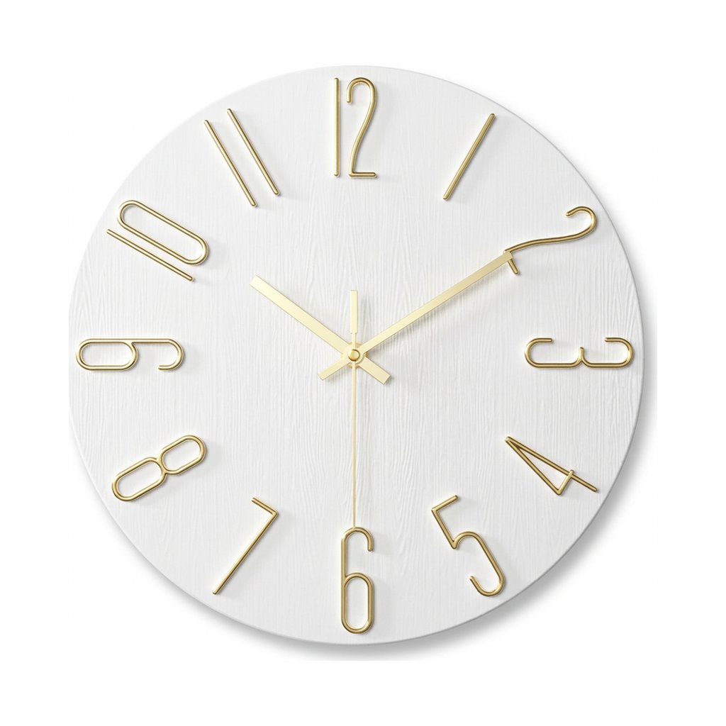 Modern Gold Number Wall Clock – product view 11
