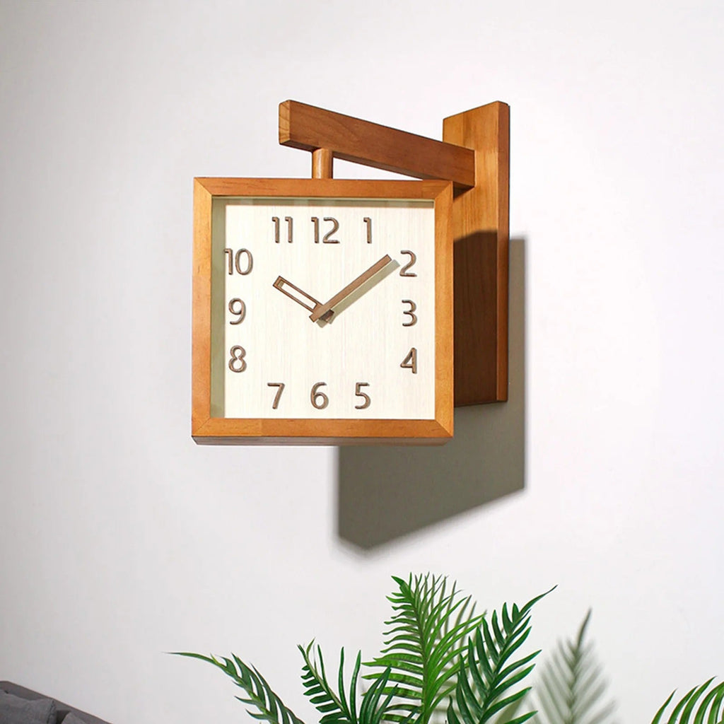 Modern Natural Square Wooden Wall Clock – product image