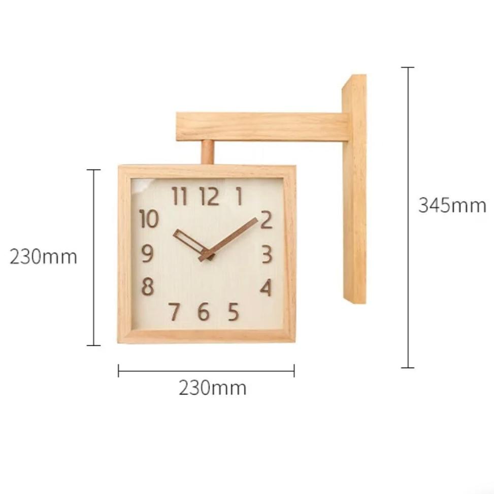 Modern Natural Square Wooden Wall Clock – product view 8