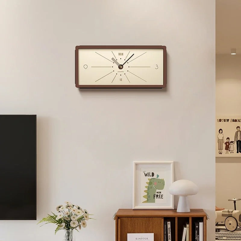 Modern Rectangular Wooden Wall Clock – product view 3
