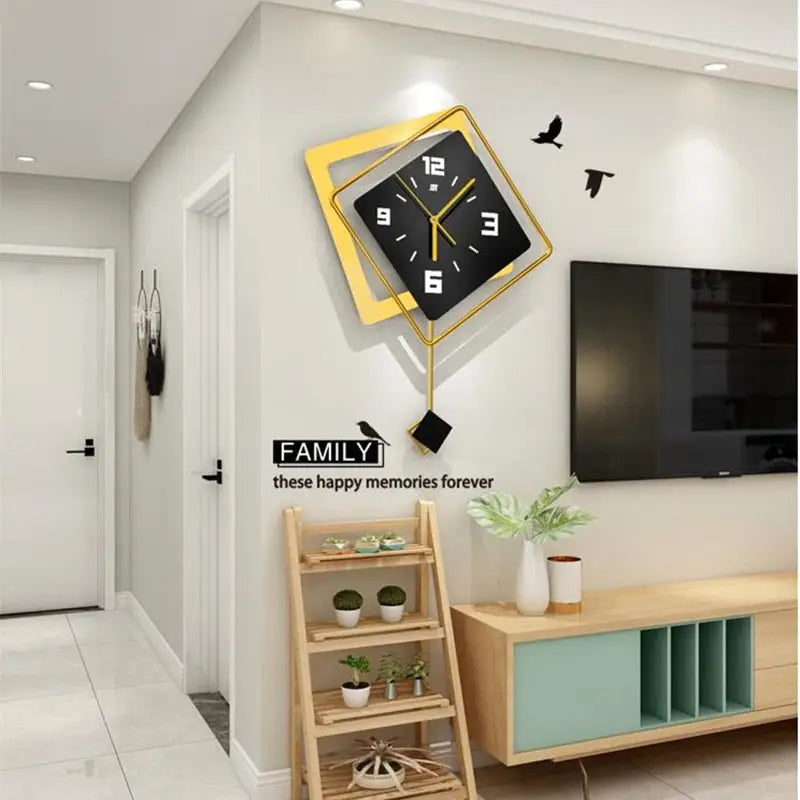 Modern Square Wall Clock with Swing – product view 2