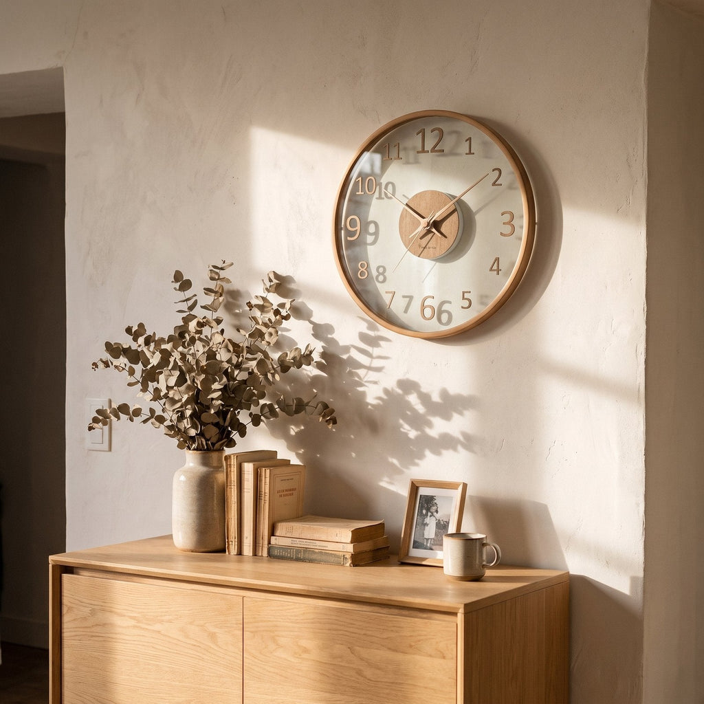 Modern Wooden Number Wall Clock – product image