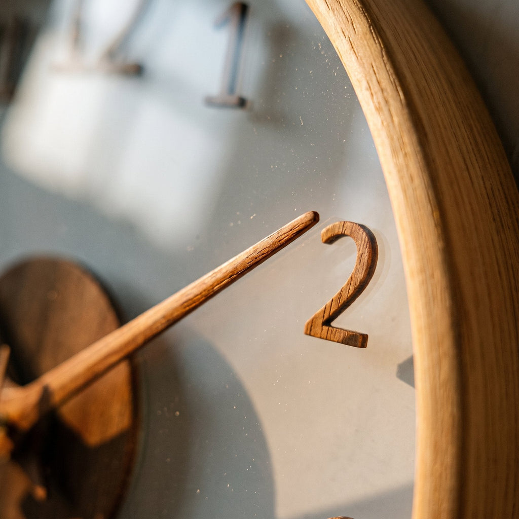 Modern Wooden Number Wall Clock – product view 4