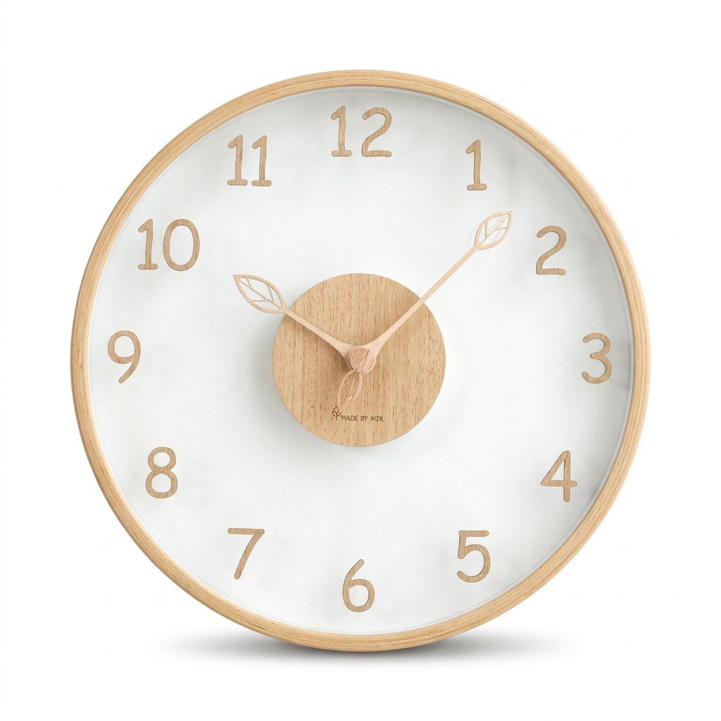 Modern Wooden Number Wall Clock – product view 5