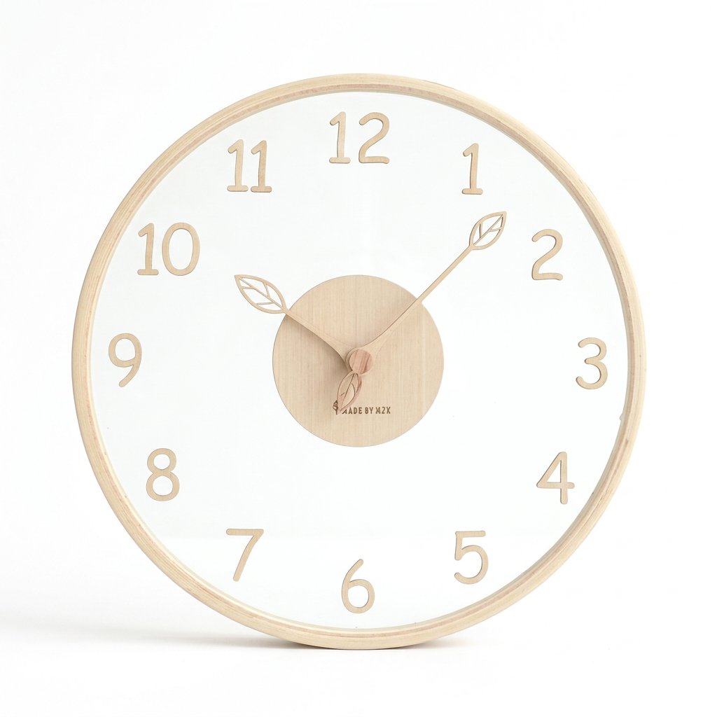 Modern Wooden Number Wall Clock – product view 6