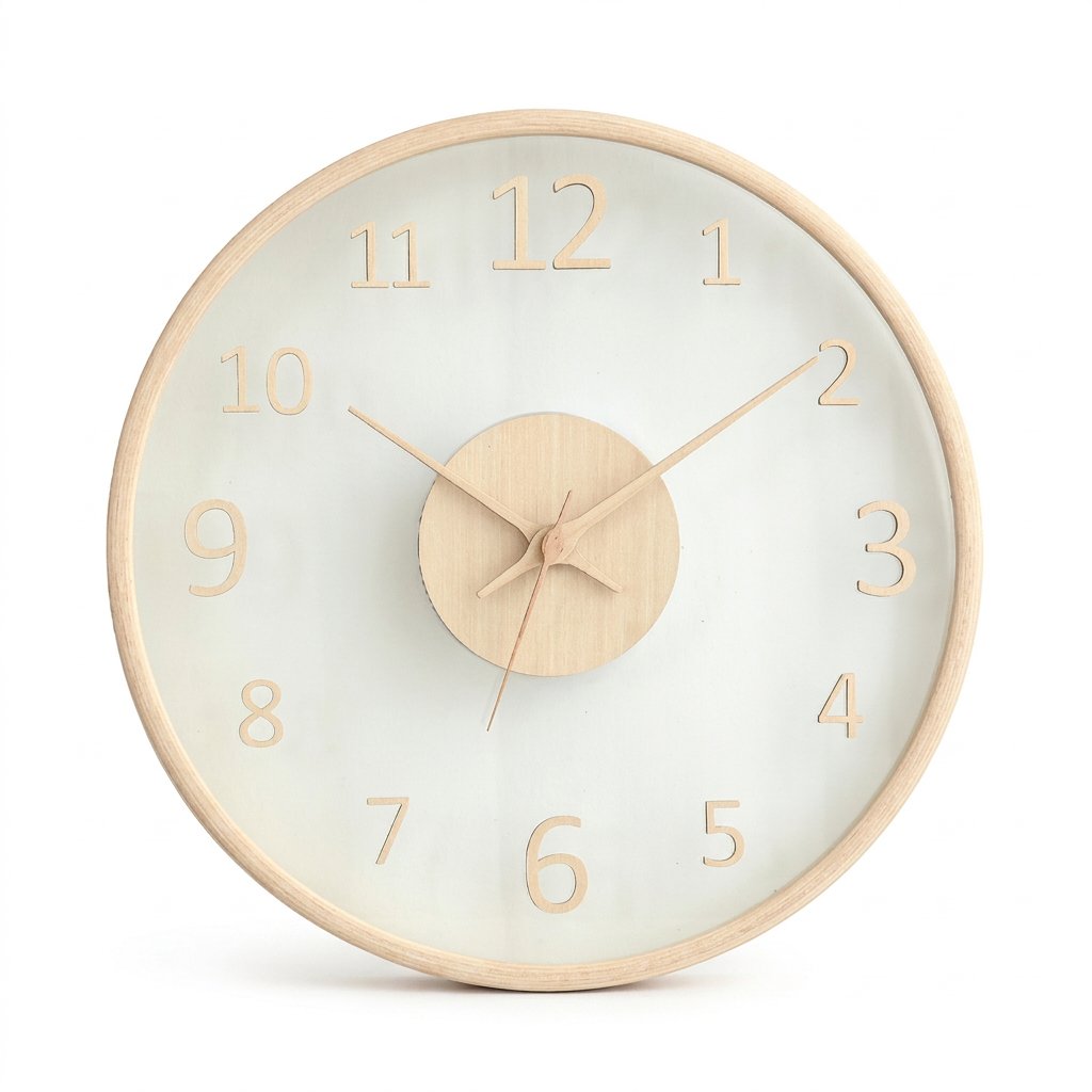 Modern Wooden Number Wall Clock – product view 7