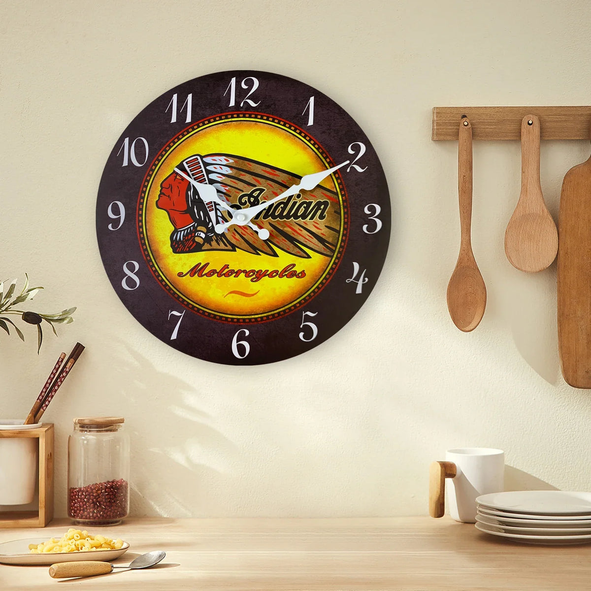 Native American Indian Motorcycle Wall Clock – product image