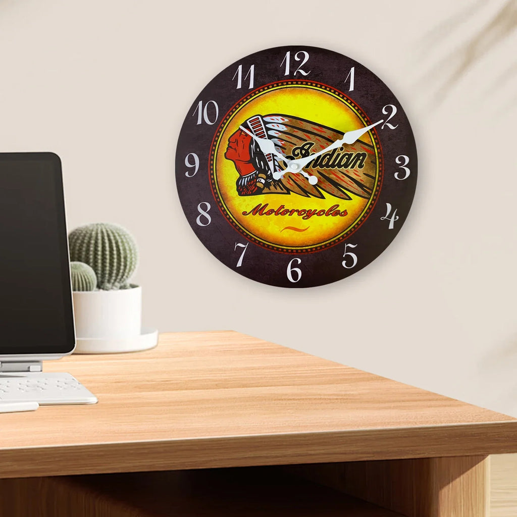 Native American Indian Motorcycle Wall Clock – product view 2