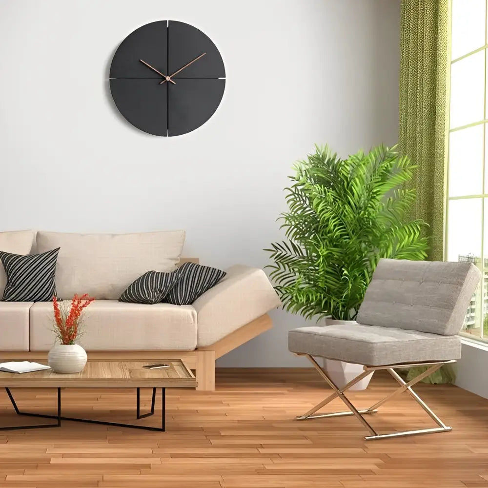 Nordic Black Wood Wall Clock – view 2