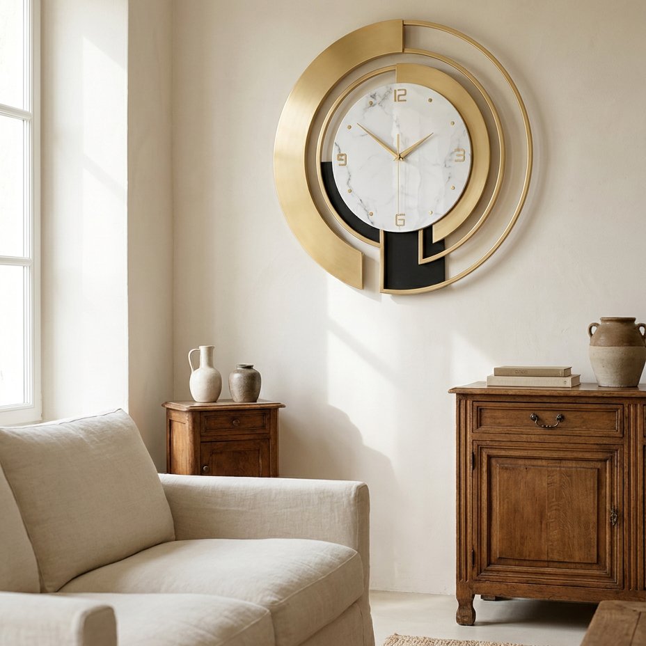 Open-Frame Gold Metal Wall Clock – product image