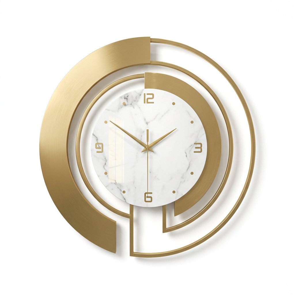 Open-Frame Gold Metal Wall Clock – product view 6