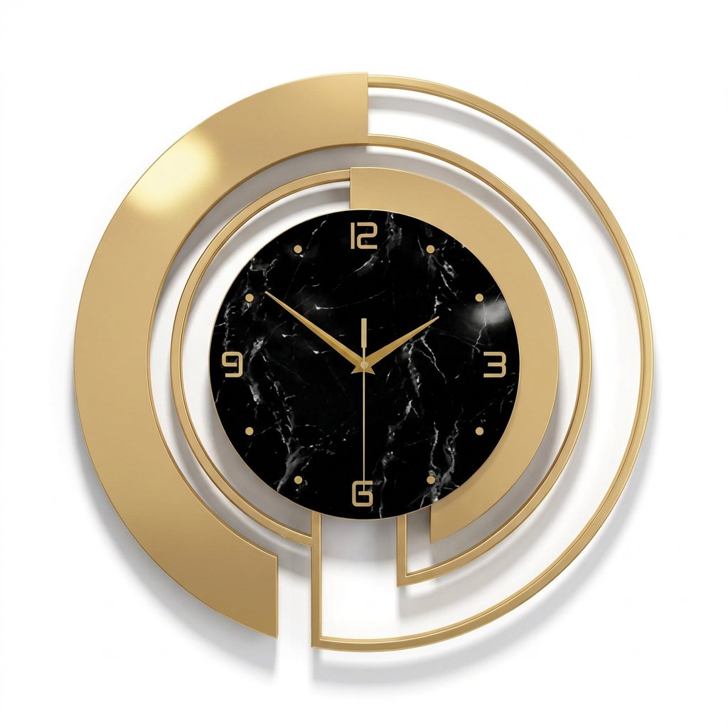 Open-Frame Gold Metal Wall Clock – product view 7