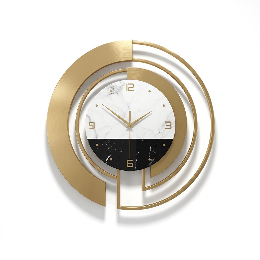 Open-Frame Gold Metal Wall Clock – product view 8
