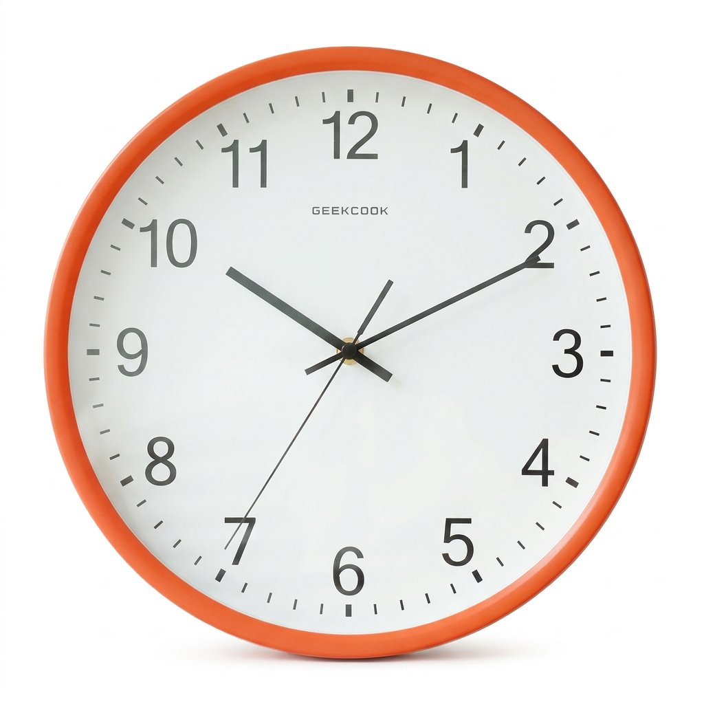 Orange Numbers Wall Clock – product view 4