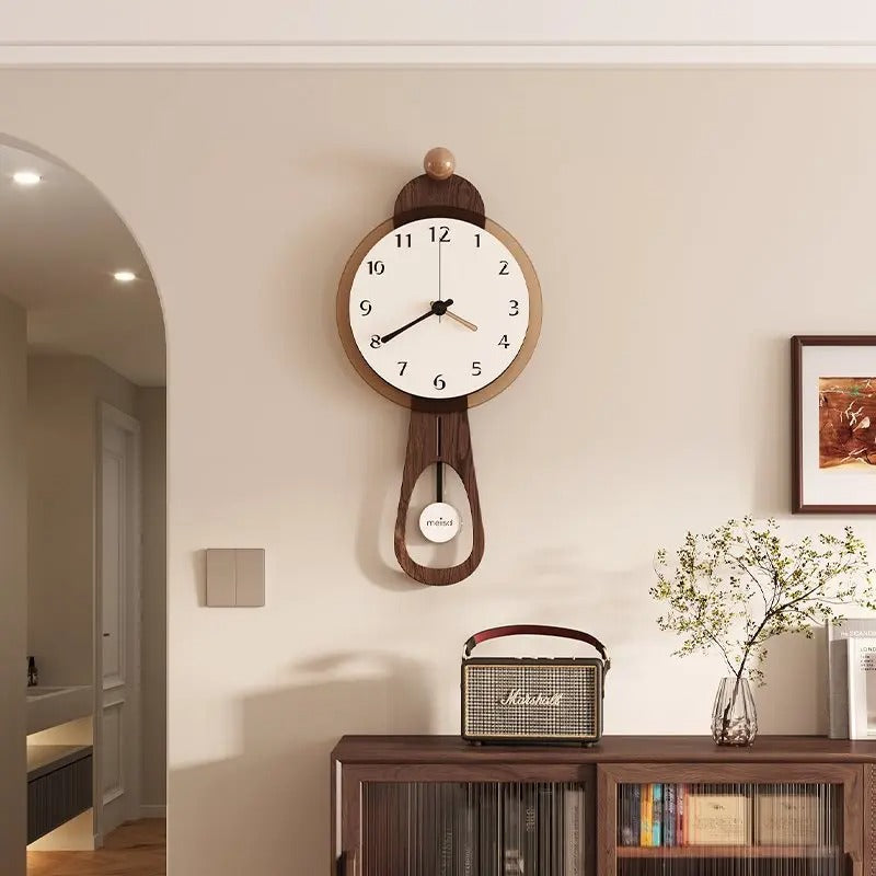 Oval Wooden Pendulum Wall Clock – product image