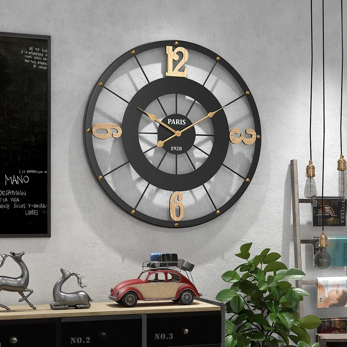 Paris Industrial Wall Clock – product view 2