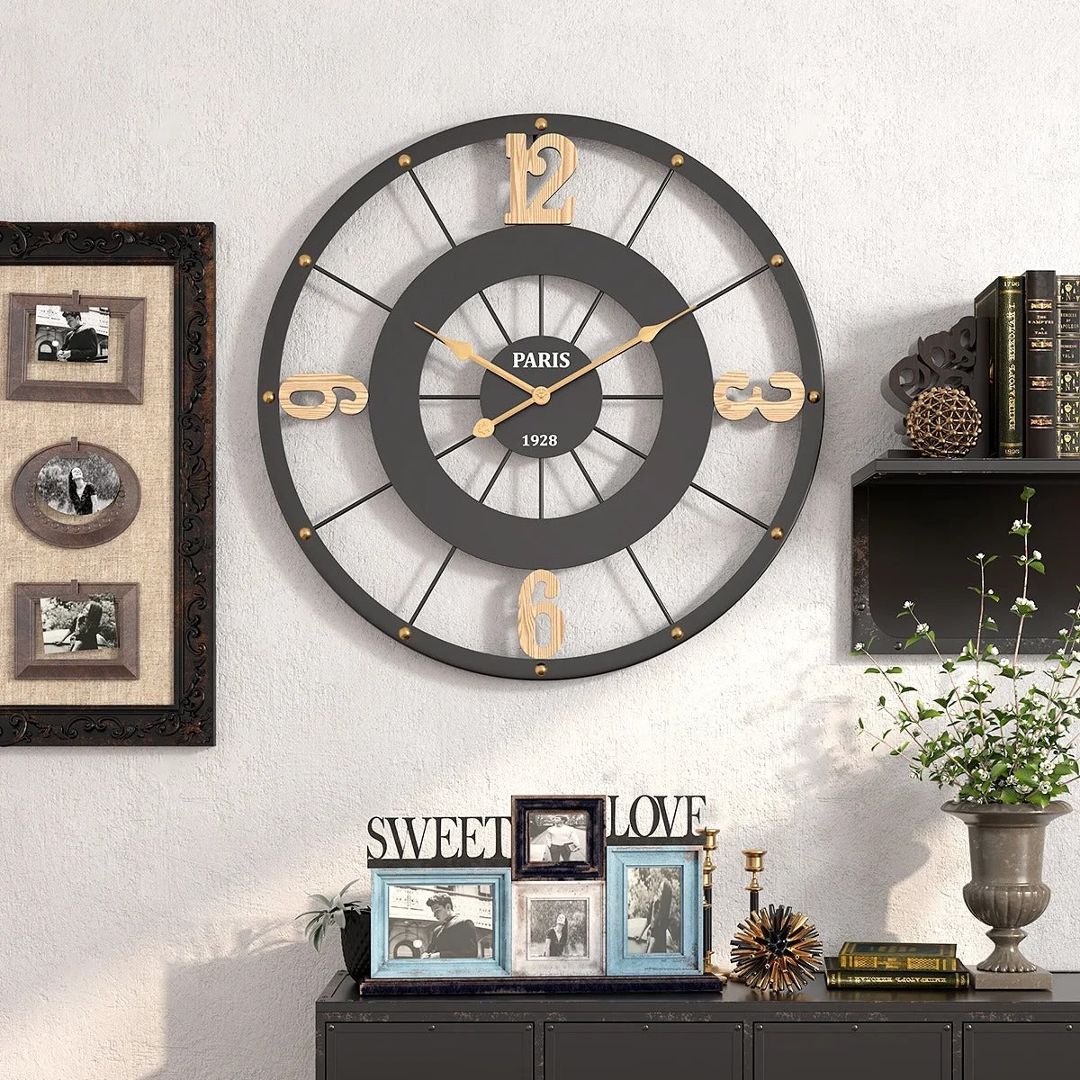 Paris Industrial Wall Clock – product view 3