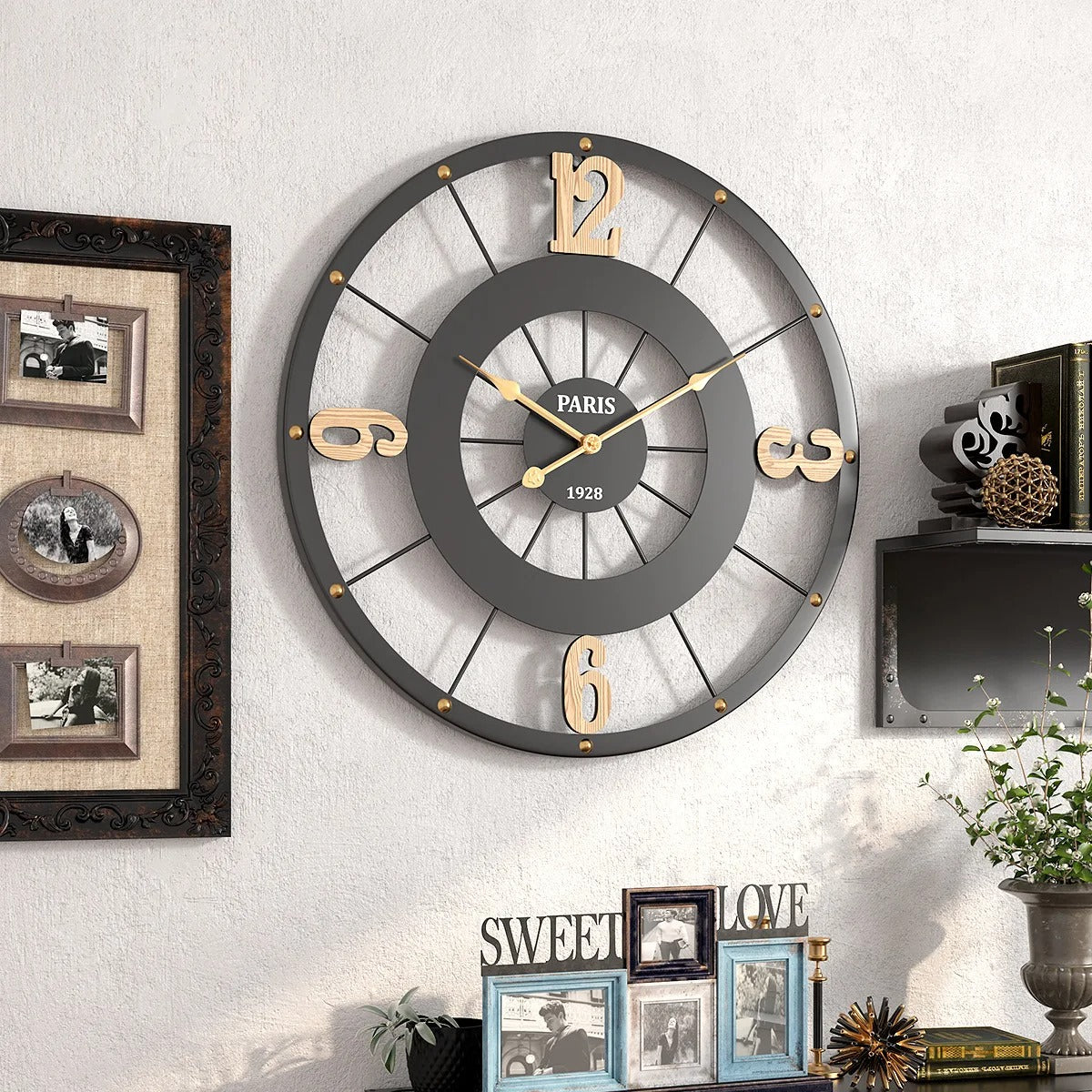 Paris Industrial Wall Clock – product view 6