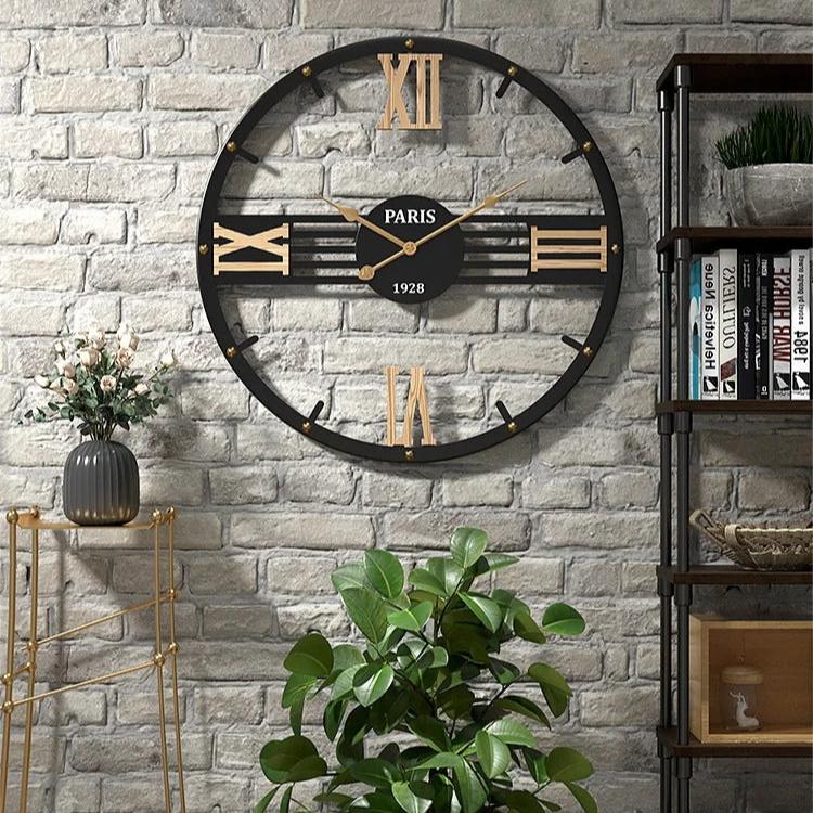Parisian Roman Numeral Metal Wall Clock – product image
