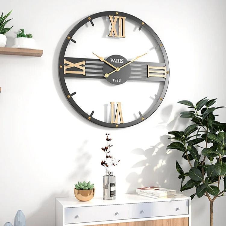 Parisian Roman Numeral Metal Wall Clock – product view 5