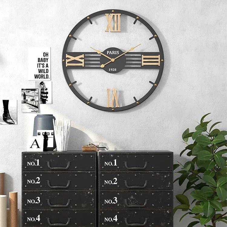 Parisian Roman Numeral Metal Wall Clock – product view 6