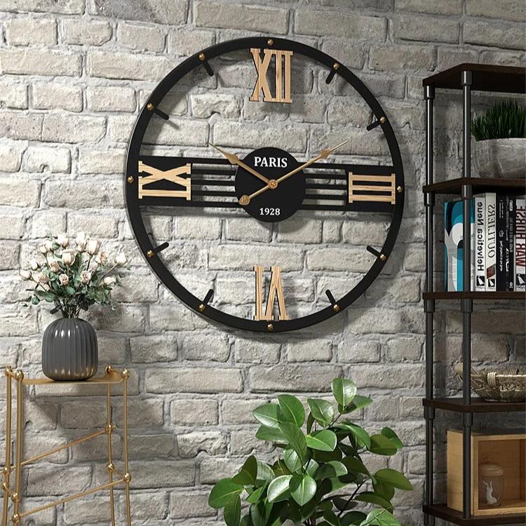 Parisian Roman Numeral Metal Wall Clock – product view 7