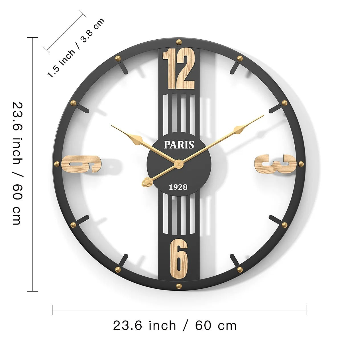 Parisian Roman Numeral Metal Wall Clock – product view 12