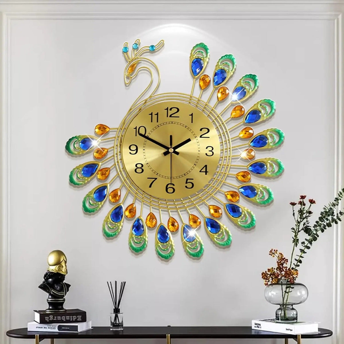 Peacock Crystal Wall Clock – product image