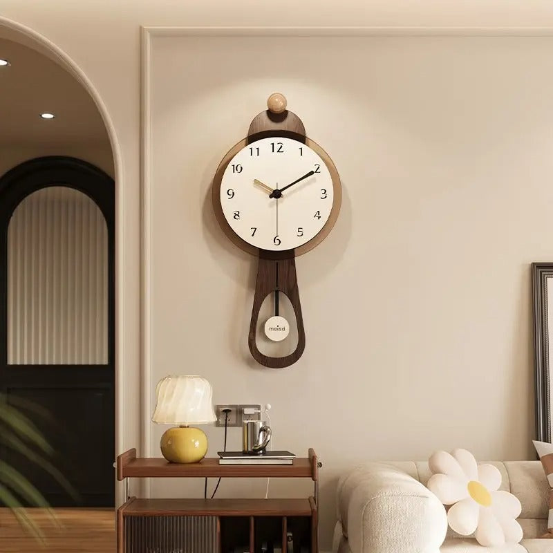 Oval Wooden Pendulum Wall Clock for UK interiors