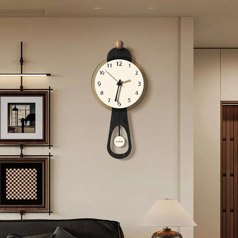 Oval Wooden Pendulum Wall Clock for UK interiors