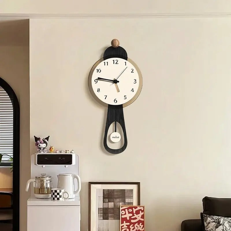 Oval Wooden Pendulum Wall Clock for UK interiors