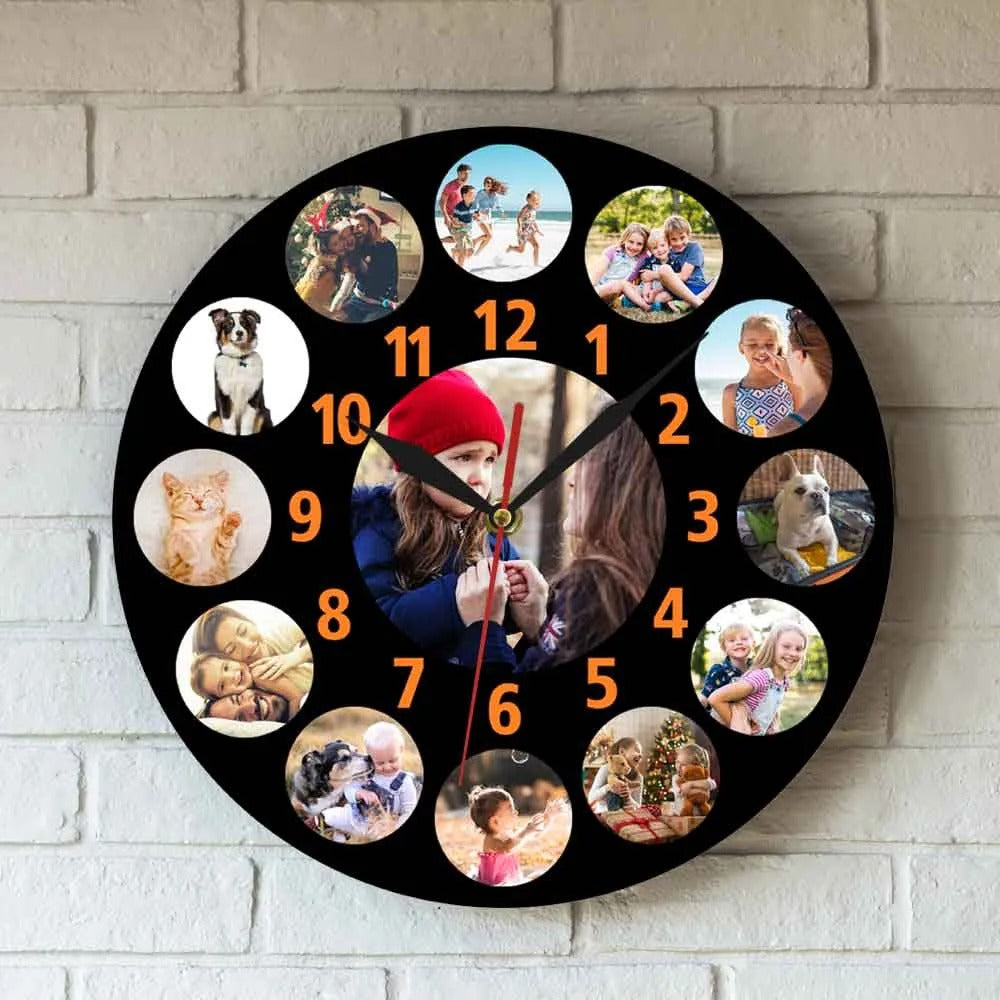 Round Multi-Photo Wall Clock for UK interiors