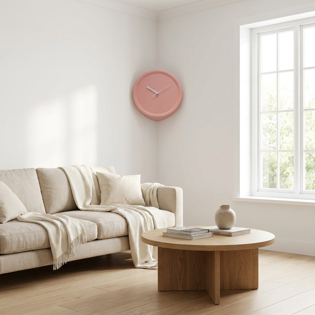 Pink Corner Wall Clock – product view 2