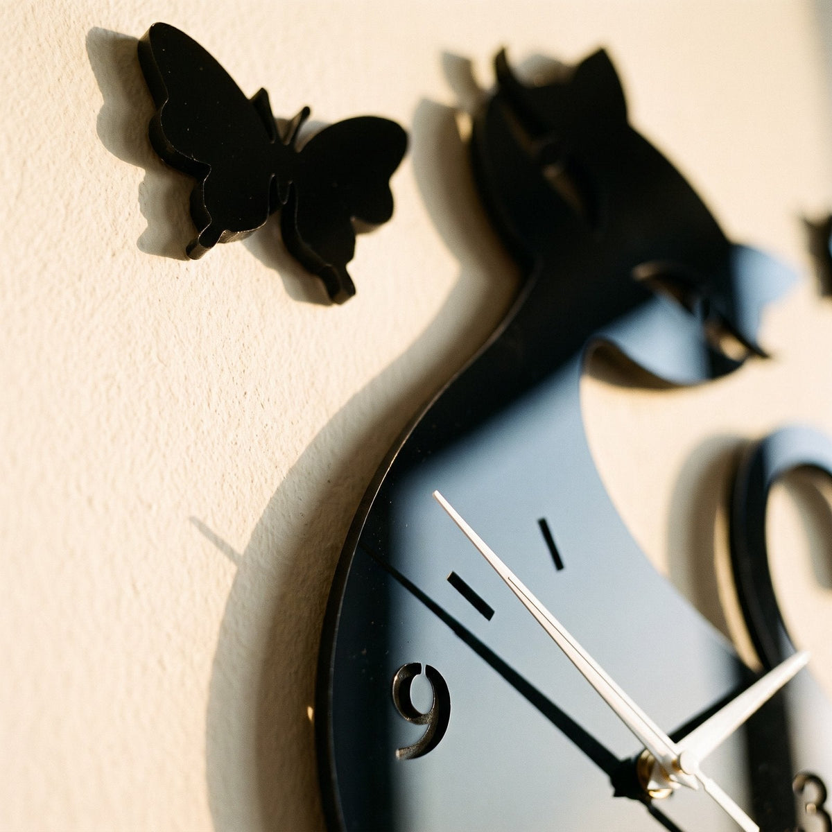 Playful Cat Silhouette Vinyl Wall Clock – product view 3
