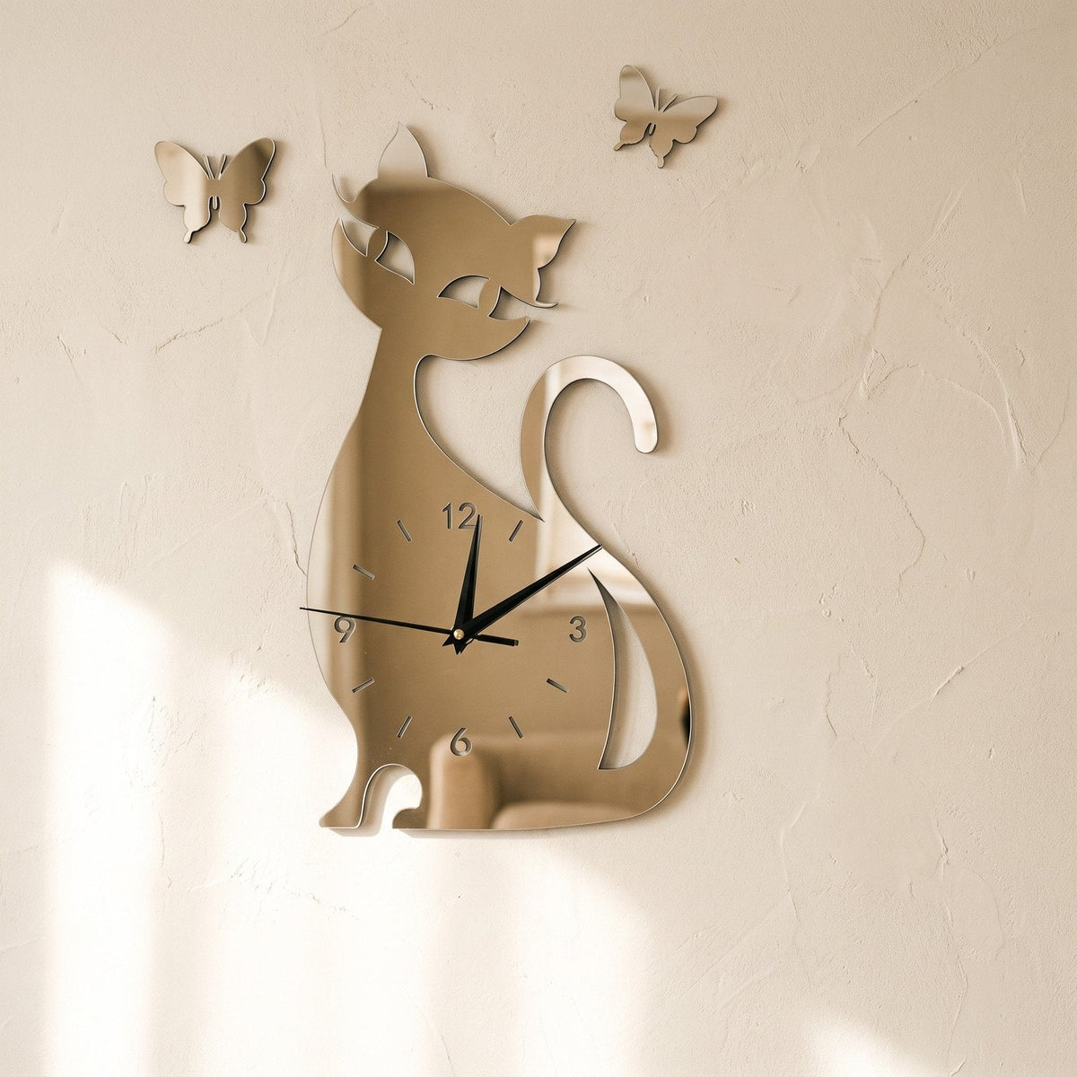Playful Cat Silhouette Vinyl Wall Clock – product view 7