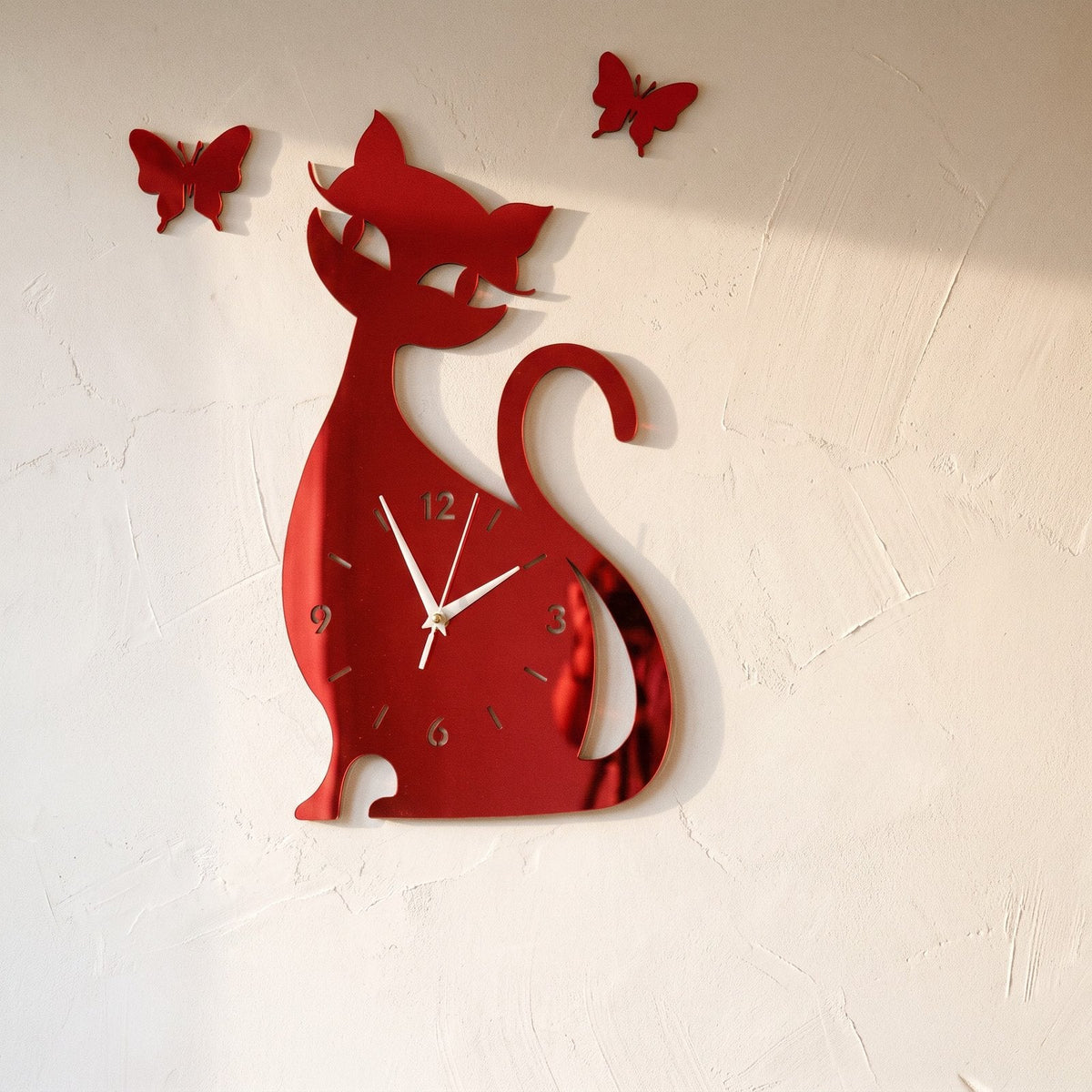 Playful Cat Silhouette Vinyl Wall Clock – product view 9