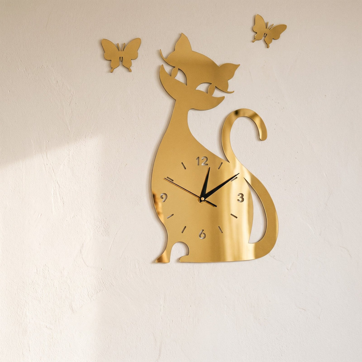 Playful Cat Silhouette Vinyl Wall Clock – product view 11