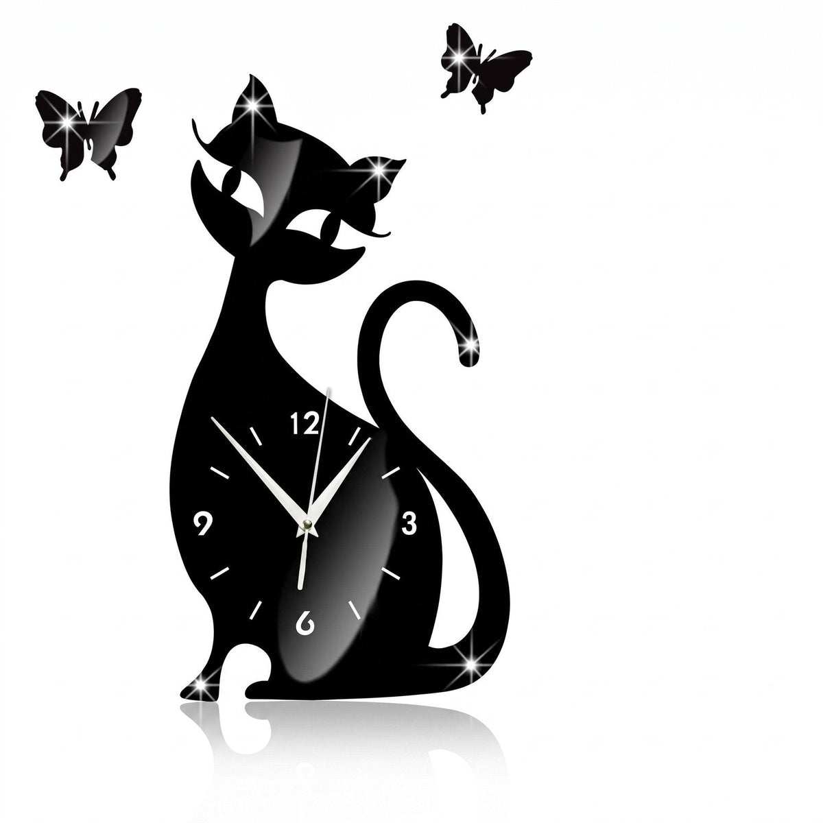 Playful Cat Silhouette Vinyl Wall Clock – product view 12