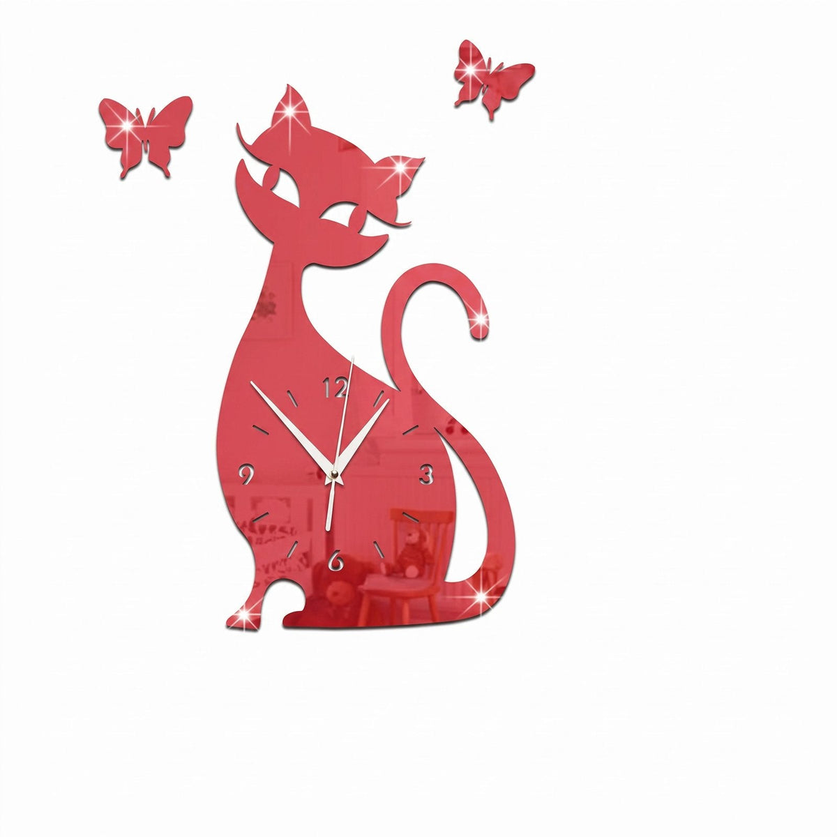Playful Cat Silhouette Vinyl Wall Clock – product view 14