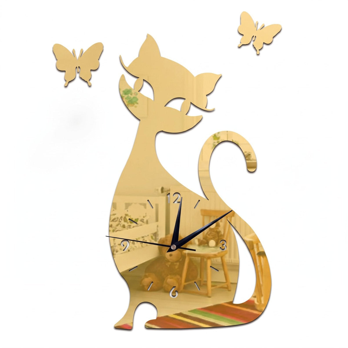 Playful Cat Silhouette Vinyl Wall Clock – product view 15