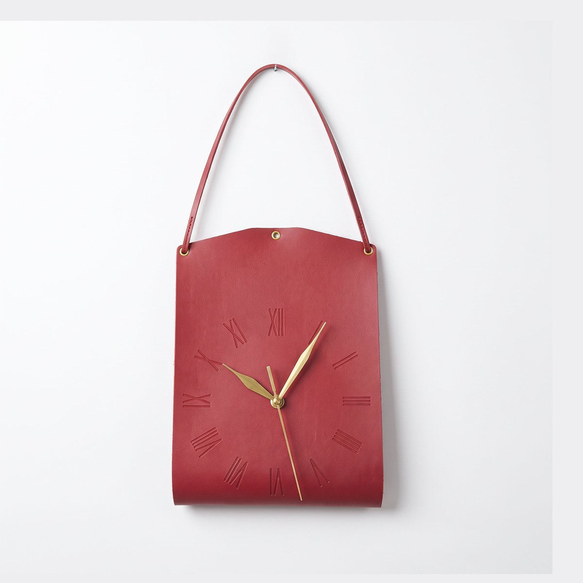 Red Leather Wall Clock – product view 3