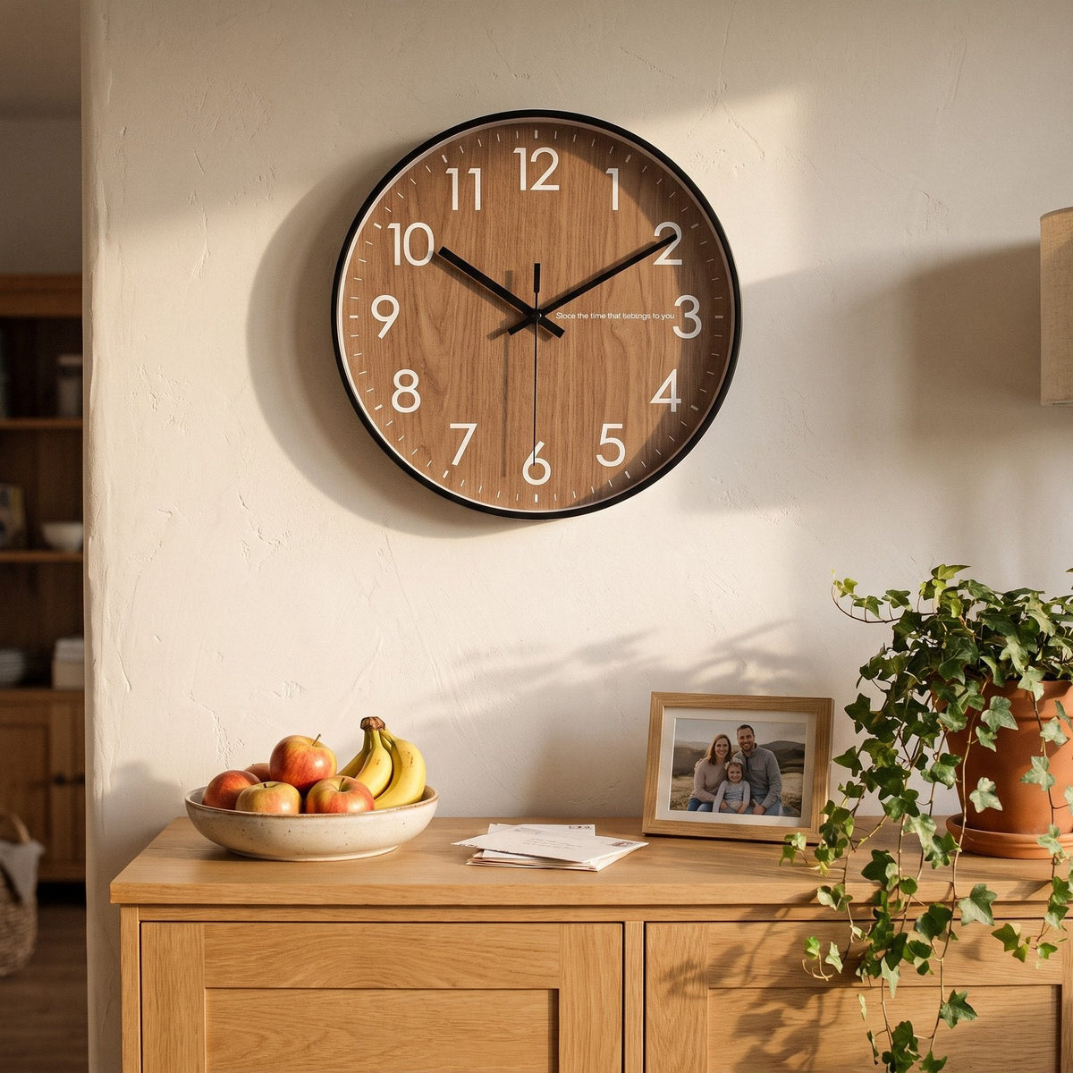 Refined Natural Wood Wall Clock – product image