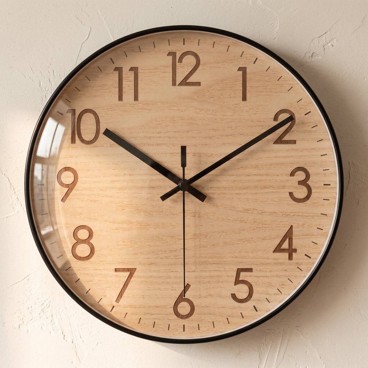 Refined Natural Wood Wall Clock – product view 2