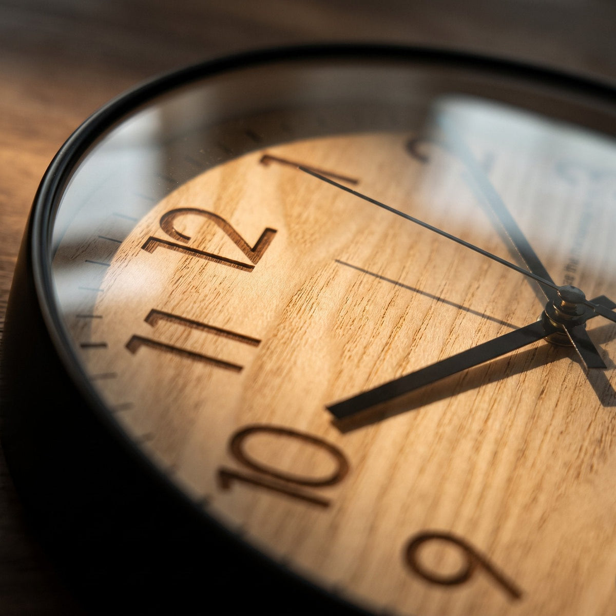 Refined Natural Wood Wall Clock – product view 3