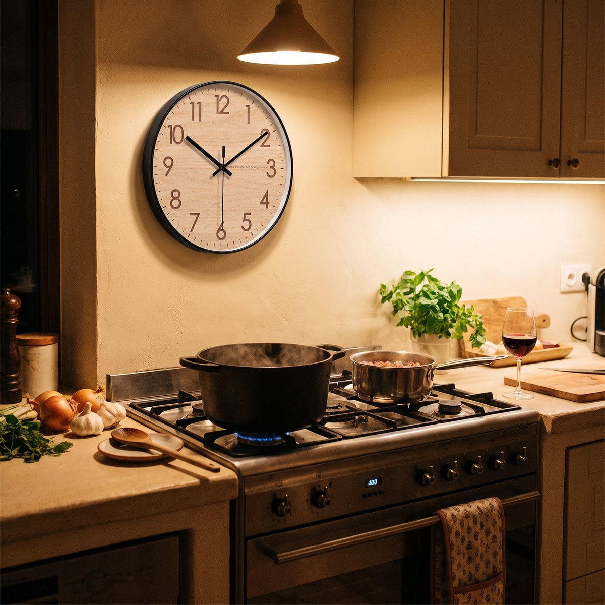 Refined Natural Wood Wall Clock – product view 5