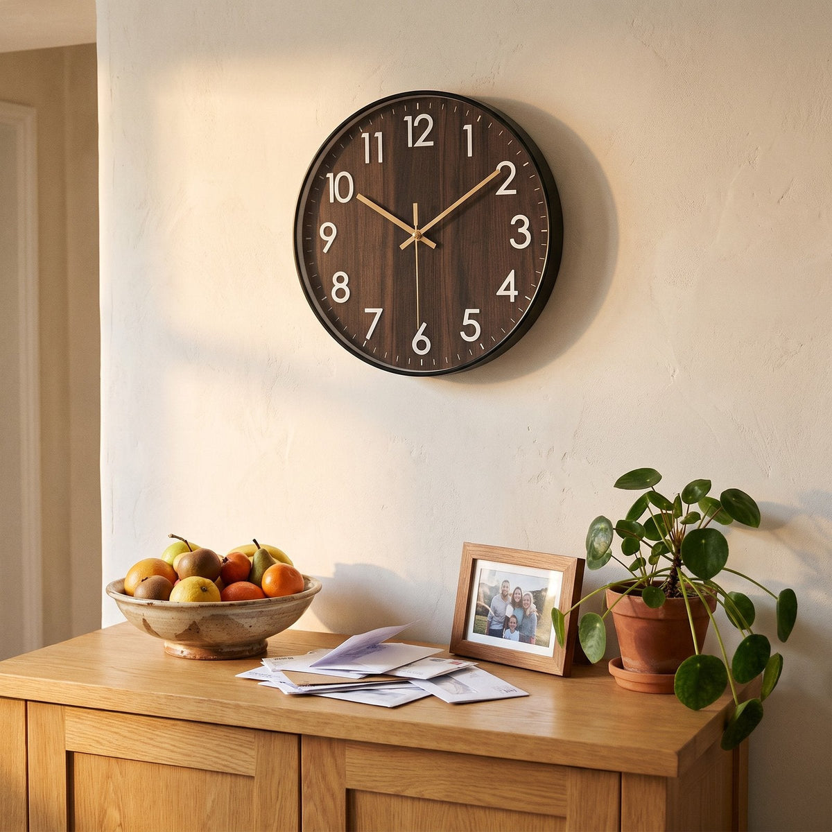 Refined Natural Wood Wall Clock – product view 9