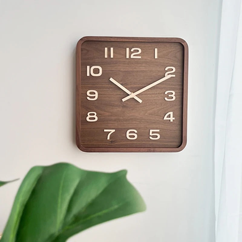 Refined Square Wooden Wall Clock – product image